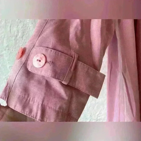 NWT vintage Gallery pink cape style, short trench coat with long lapel; M - Picture 2 of 9